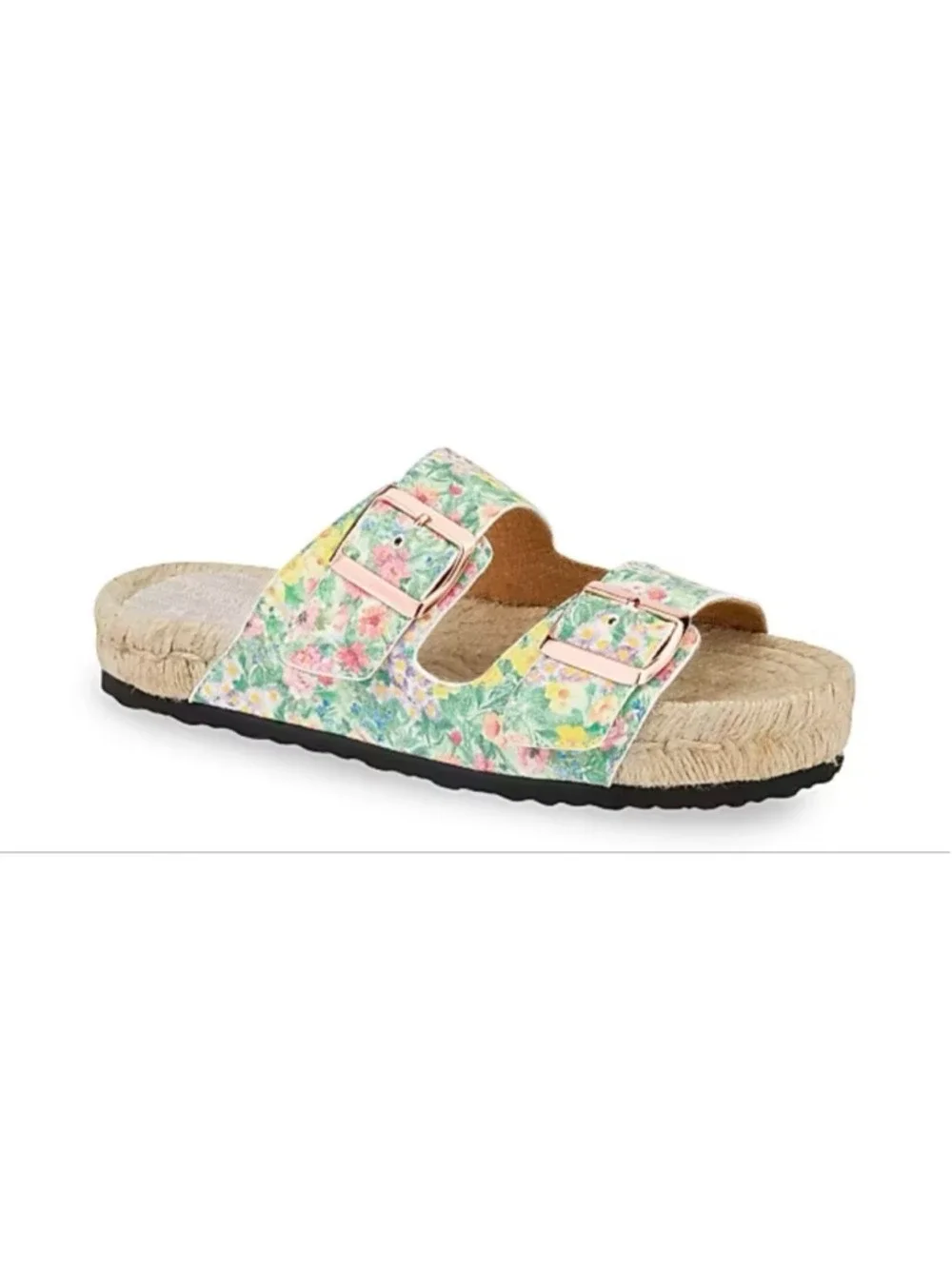 New Women's LoveShackFancy x Manebí Floral Espadrille Sandals 39/9 Green Pink